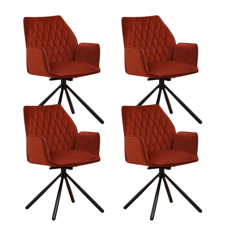 Chaise de salle à manger pivotante Novan en velours cuivré