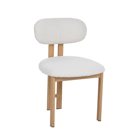 Chaise de salle à manger Japandi Miyo Bouclé Ivoire - Cadre en chêne 