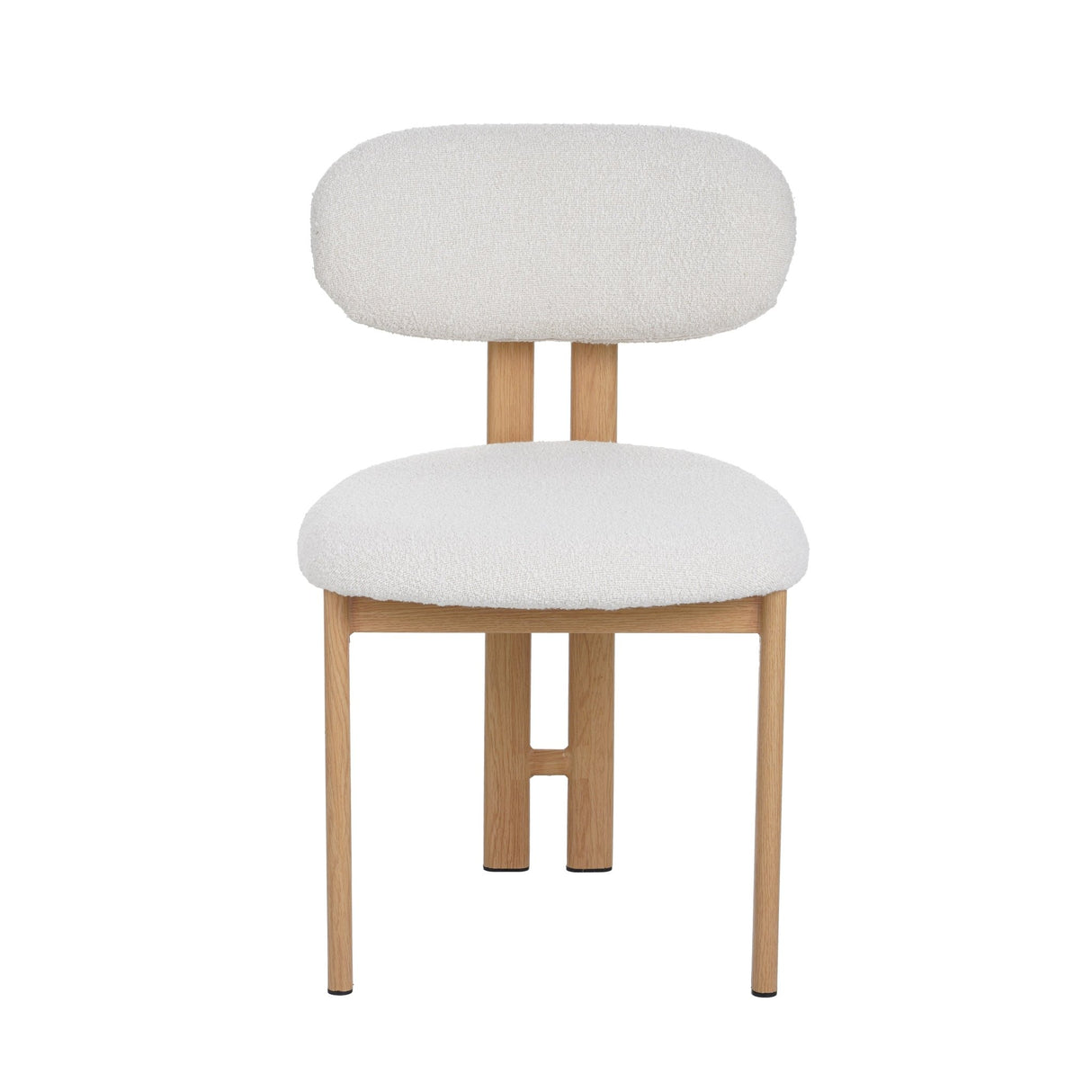 Chaise de salle à manger Japandi Miyo Bouclé Ivoire - Cadre en chêne 