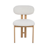 Chaise de salle à manger Japandi Miyo Bouclé Ivoire - Cadre en chêne 