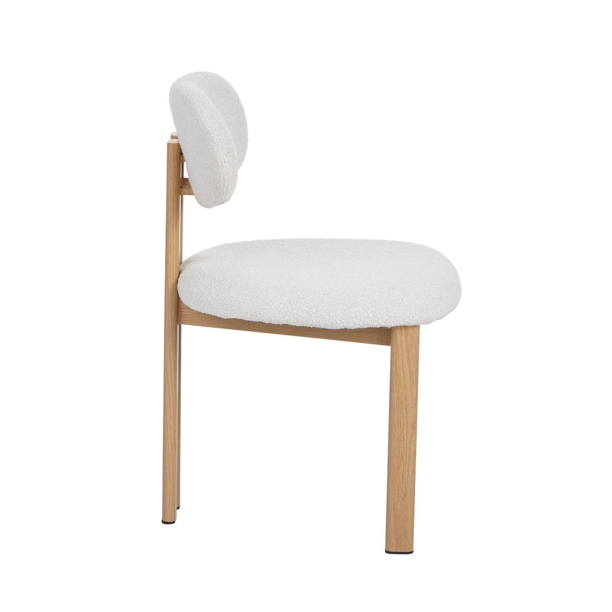 Chaise de salle à manger Japandi Miyo Bouclé Ivoire - Cadre en chêne 