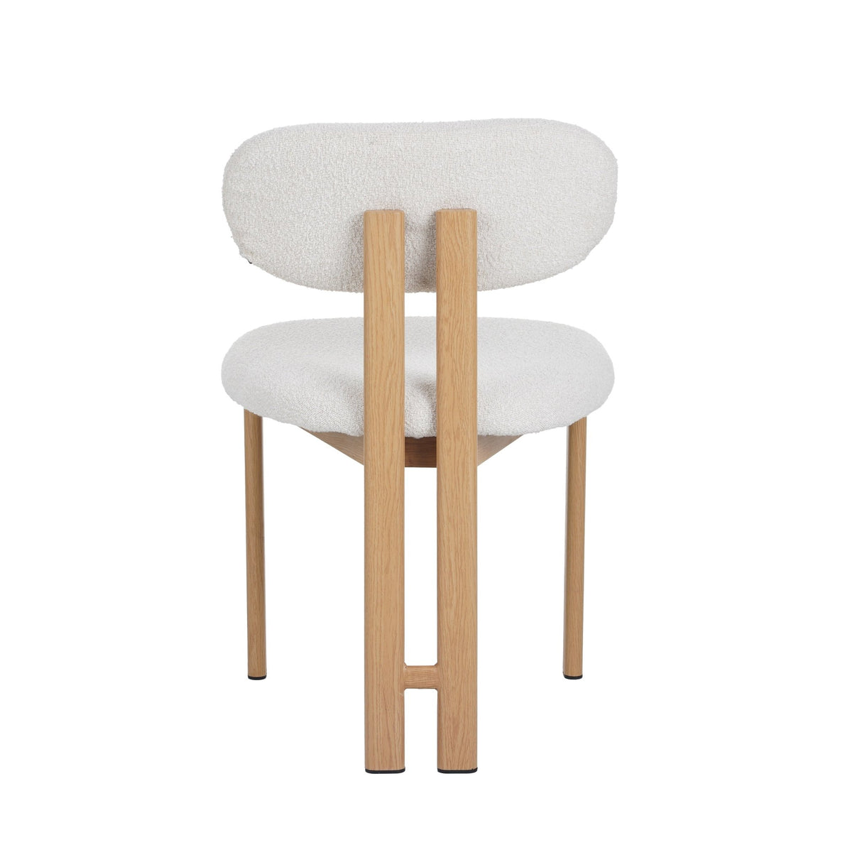 Chaise de salle à manger Japandi Miyo Bouclé Ivoire - Cadre en chêne 