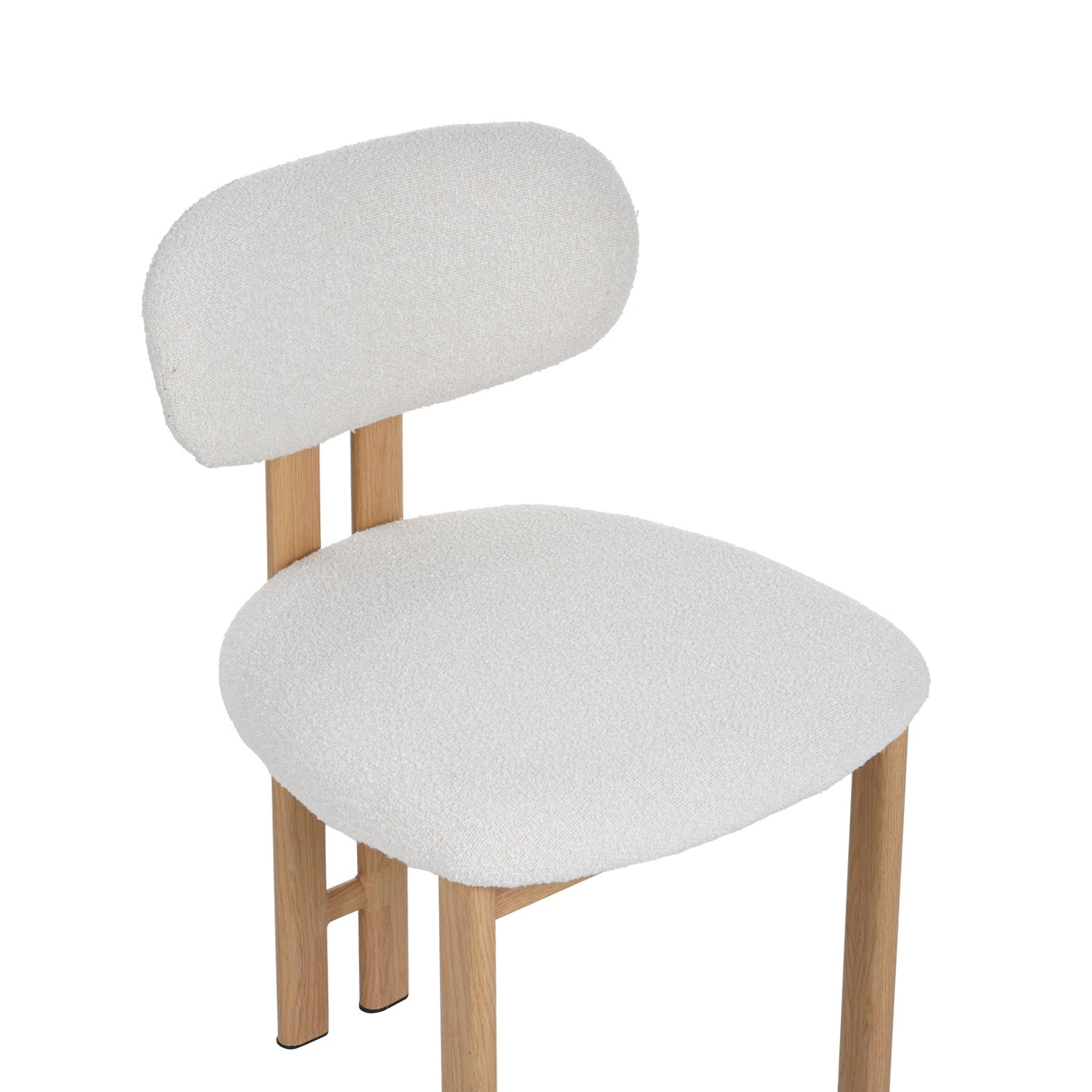 Chaise de salle à manger Japandi Miyo Bouclé Ivoire - Cadre en chêne 