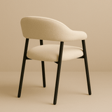 Chaise de salle à manger Set de 4 Bouclés Beige Lisa - Cadre Noir 