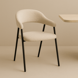 Chaise de salle à manger Set de 4 Bouclés Beige Lisa - Cadre Noir 