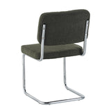 Chaise de salle à manger moderne verte en tissu bouclé Sway - cadre en chrome - sans accoudoirs 