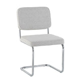 Chaise de salle à manger moderne verte en tissu bouclé Sway - cadre en chrome - sans accoudoirs 