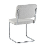 Chaise de salle à manger moderne verte en tissu bouclé Sway - cadre en chrome - sans accoudoirs 