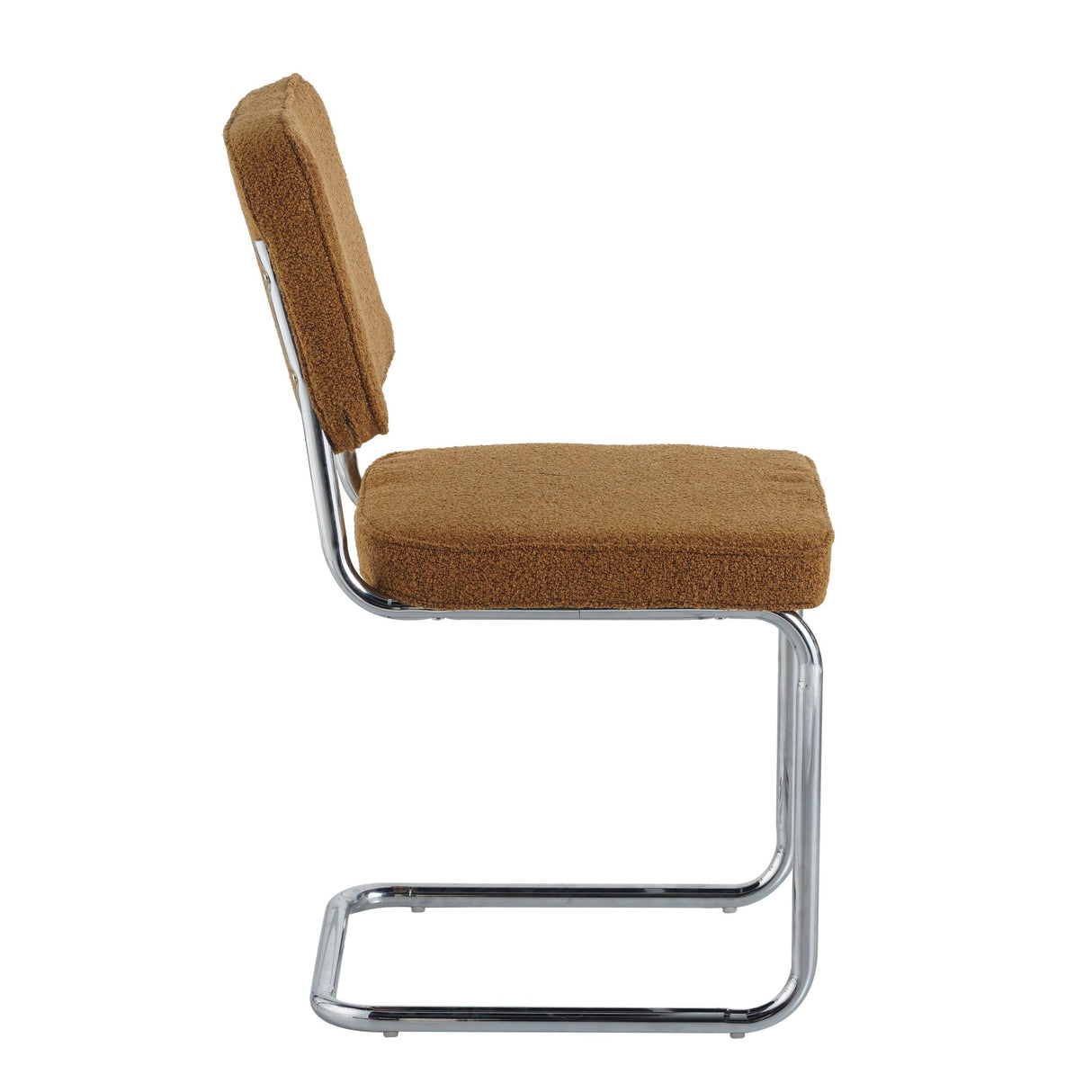 Chaise de salle à manger moderne verte en tissu bouclé Sway - cadre en chrome - sans accoudoirs 