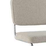 Chaise de salle à manger moderne couleur sable en tissu bouclé Sway - cadre en chrome - sans accoudoirs 