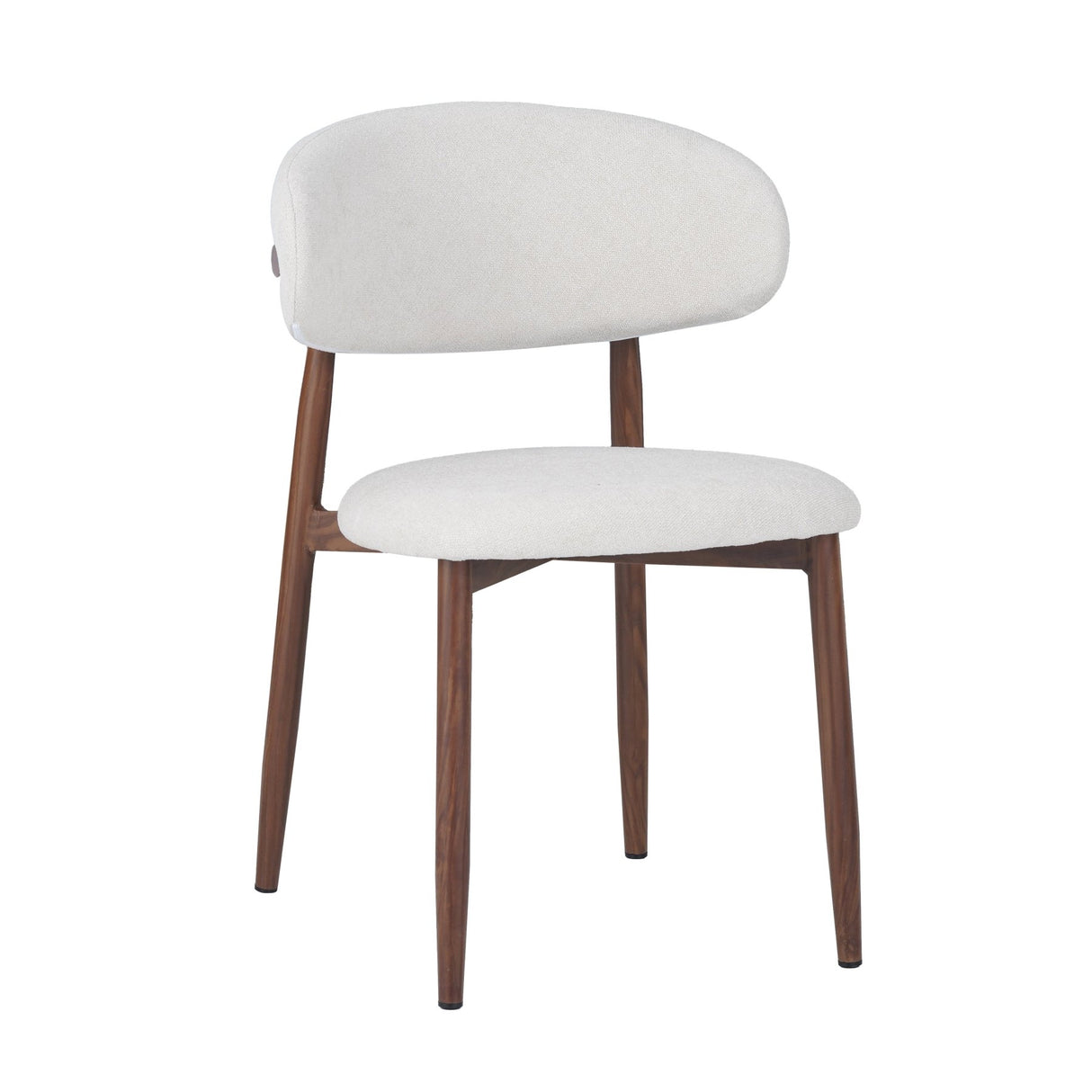 Chaise de Salle à Manger Nalo avec Pieds en Métal Couleur Noyer et Assise Couleur Ivoire