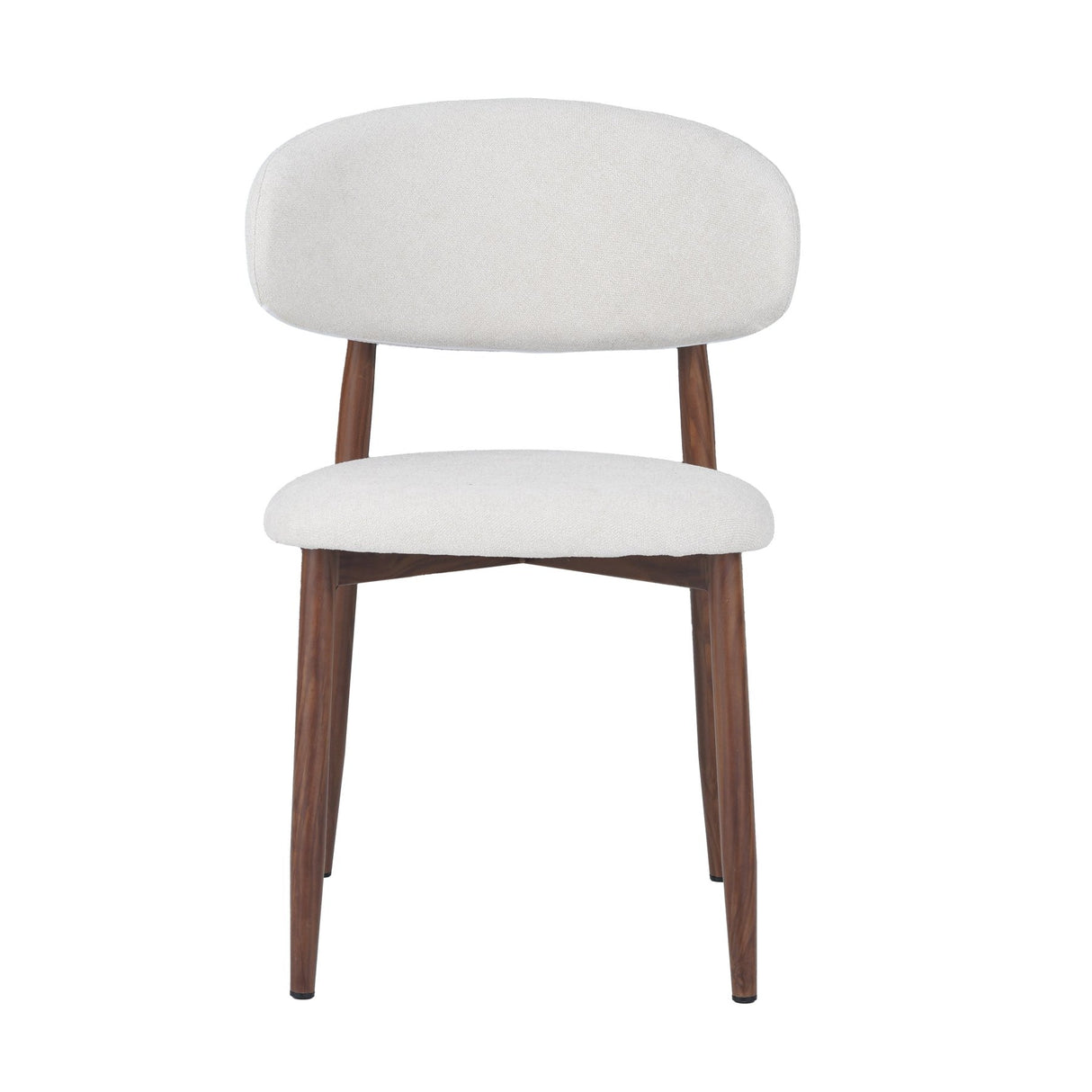 Chaise de Salle à Manger Nalo avec Pieds en Métal Couleur Noyer et Assise Couleur Ivoire