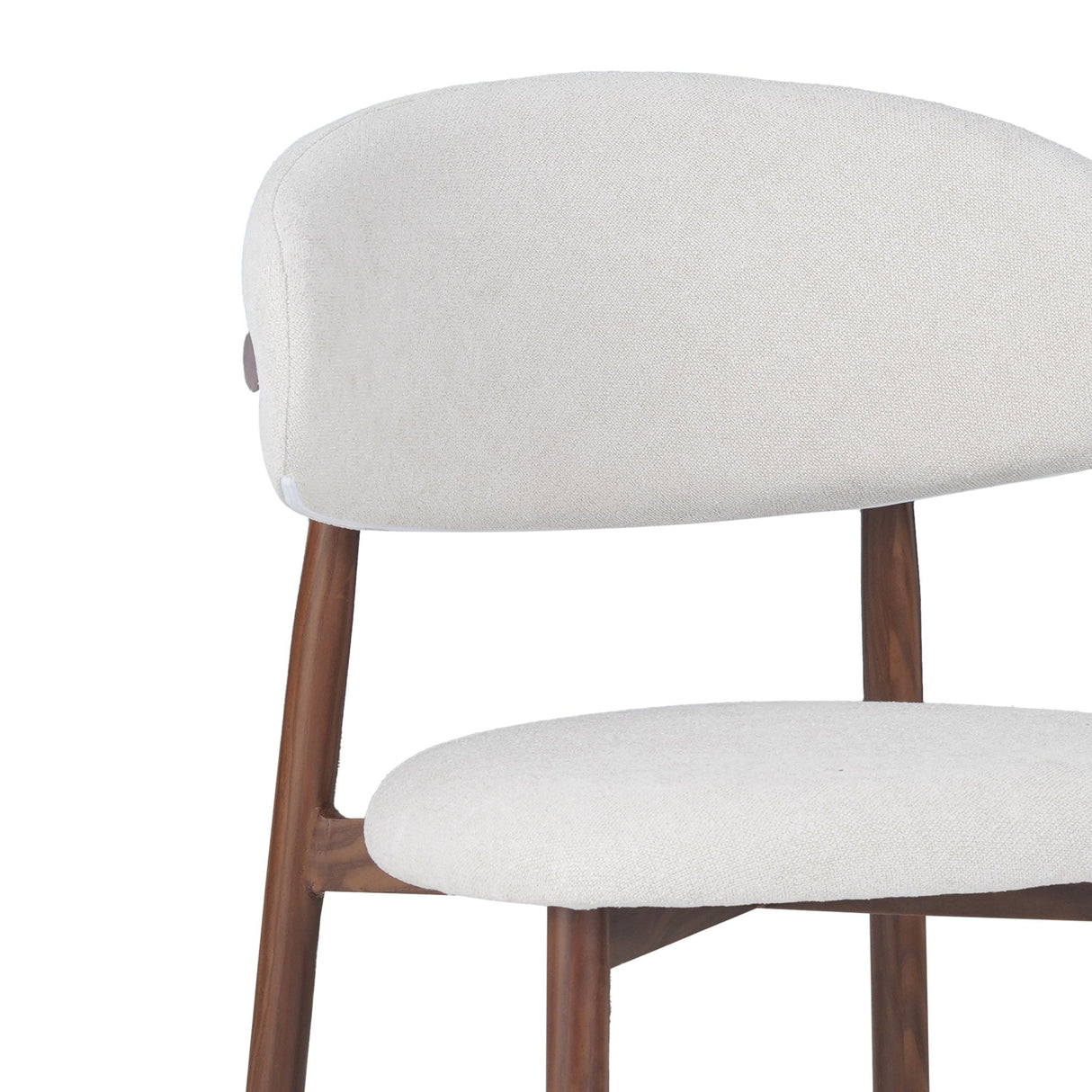 Chaise de Salle à Manger Nalo avec Pieds en Métal Couleur Noyer et Assise Couleur Ivoire