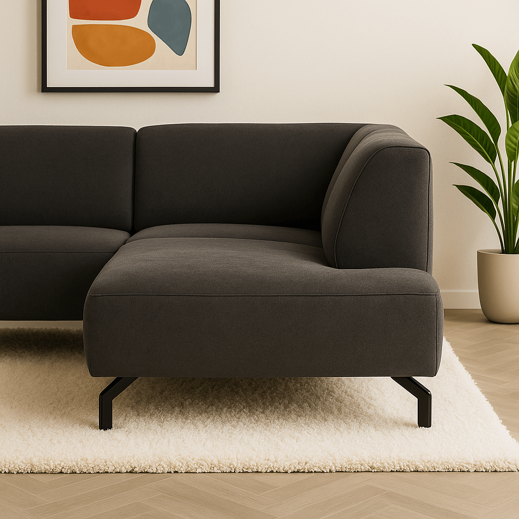Fabric de canapé d'angle industriel Anthracite Vérone à droite
