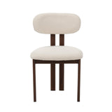 Chaise de salle à manger Japandi Miyo Bouclé Ivoire - Cadre en noyer 