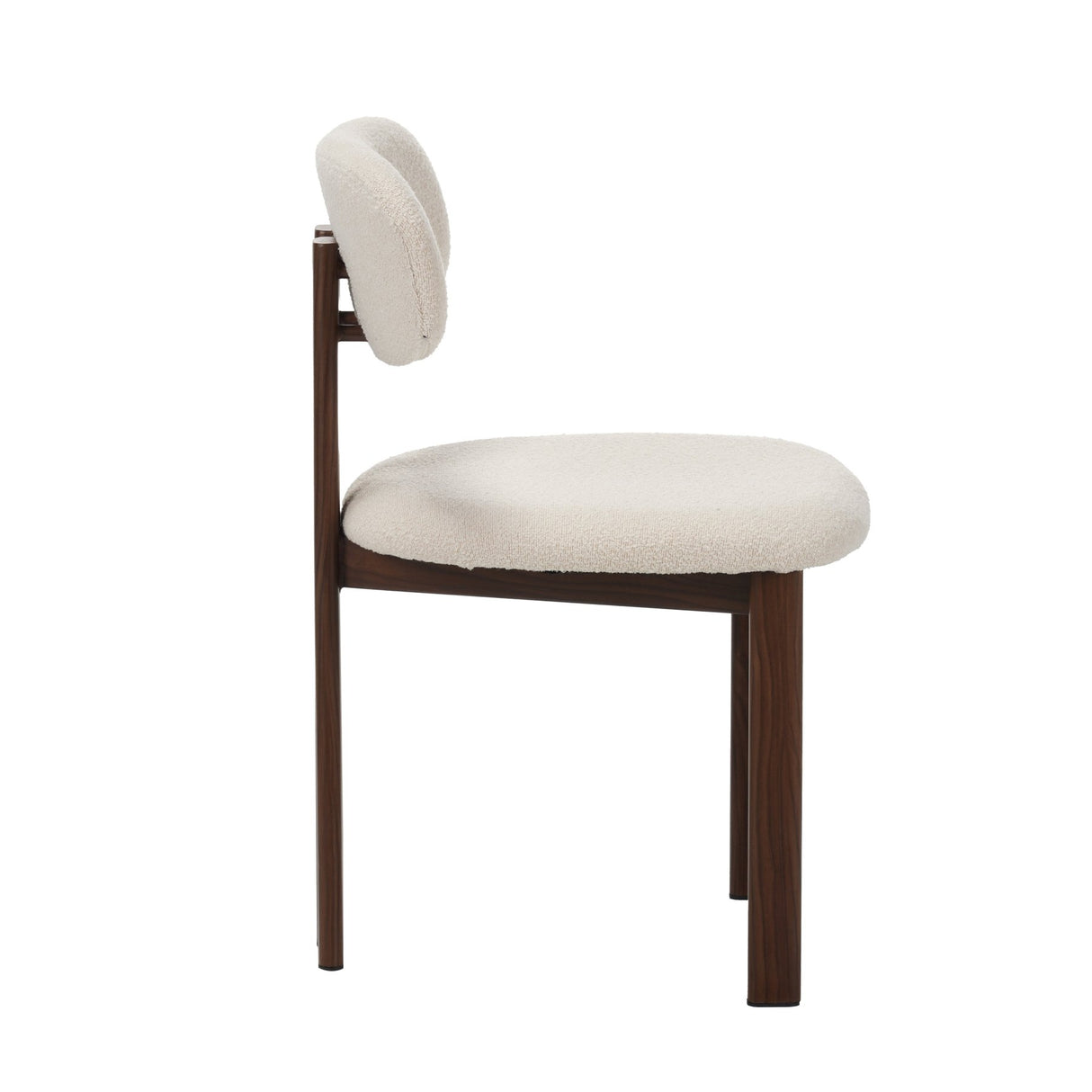Chaise de salle à manger Japandi Miyo Bouclé Ivoire - Cadre en noyer 