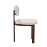 Chaise de salle à manger Japandi Miyo Bouclé Ivoire - Cadre en noyer 