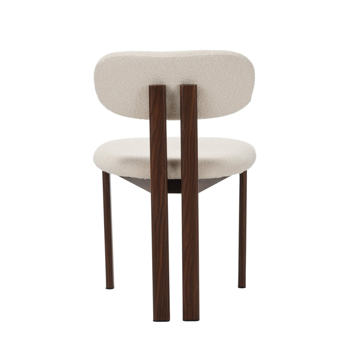 Chaise de salle à manger Japandi Miyo Bouclé Ivoire - Cadre en noyer 