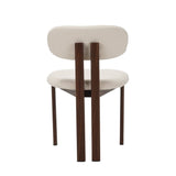 Chaise de salle à manger Japandi Miyo Bouclé Ivoire - Cadre en noyer 