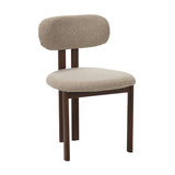 Chaise de salle à manger Japandi Miyo Bouclé Couleur Sable - Cadre en aspect Noyer 
