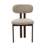 Chaise de salle à manger Japandi Miyo Bouclé Couleur Sable - Cadre en aspect Noyer 