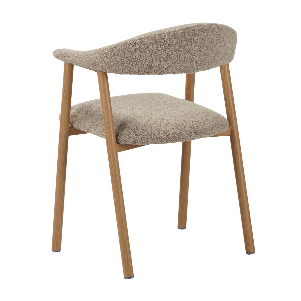 Chaise de salle à manger Japandi couleur sable Bouclé Suki - Cadre effet chêne - Avec accoudoirs 