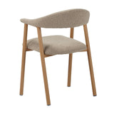 Chaise de salle à manger Japandi couleur sable Bouclé Suki - Cadre effet chêne - Avec accoudoirs 