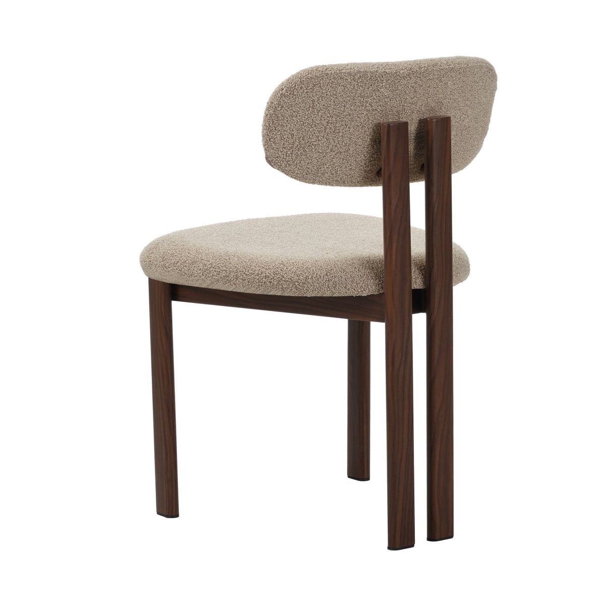 Chaise de salle à manger Japandi Miyo Bouclé Couleur Sable - Cadre en aspect Noyer 