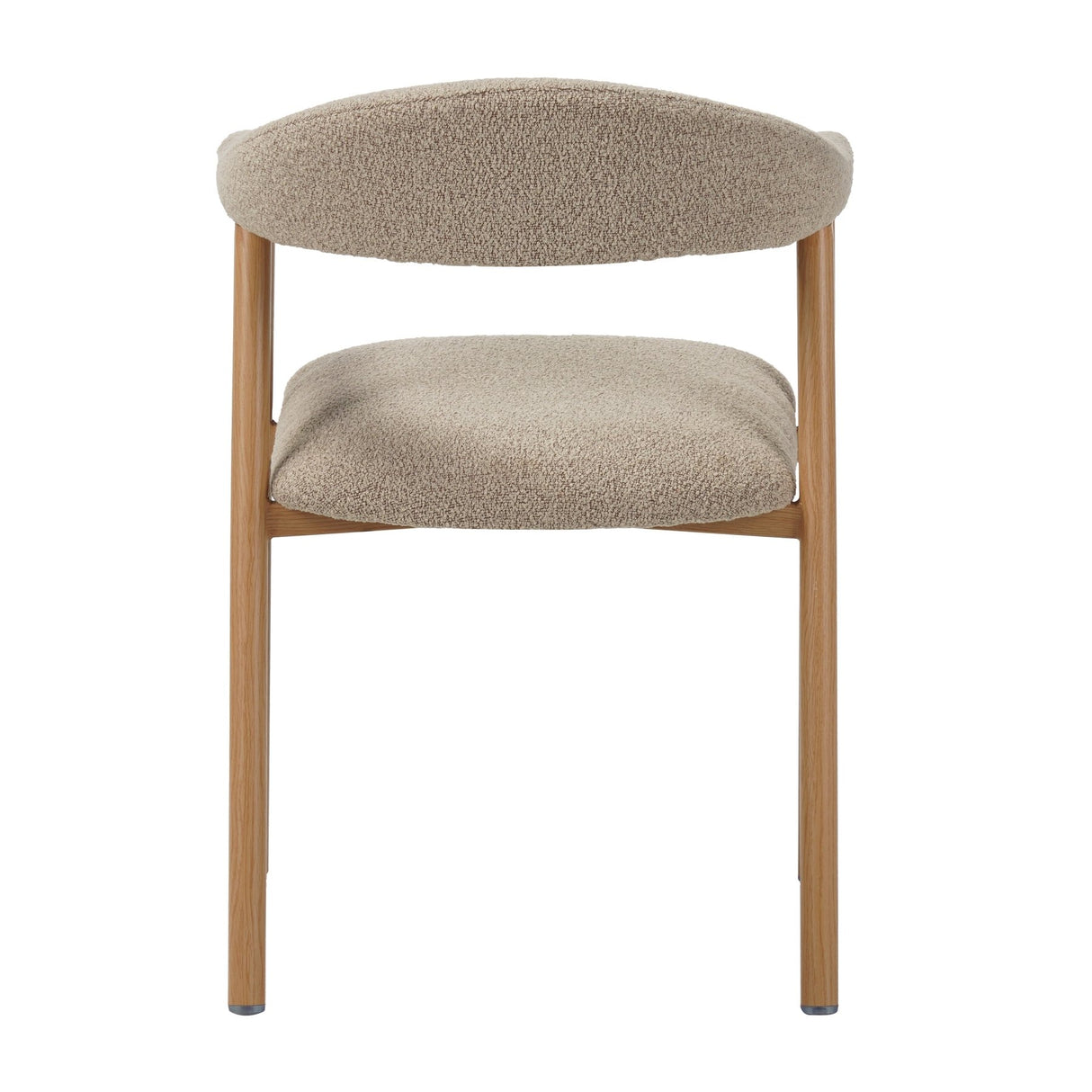 Chaise de salle à manger Japandi couleur sable Bouclé Suki - Cadre effet chêne - Avec accoudoirs 