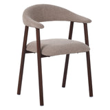 Chaise de salle à manger Japandi couleur sable Bouclé Suki - Cadre en noyer - Avec accoudoir 