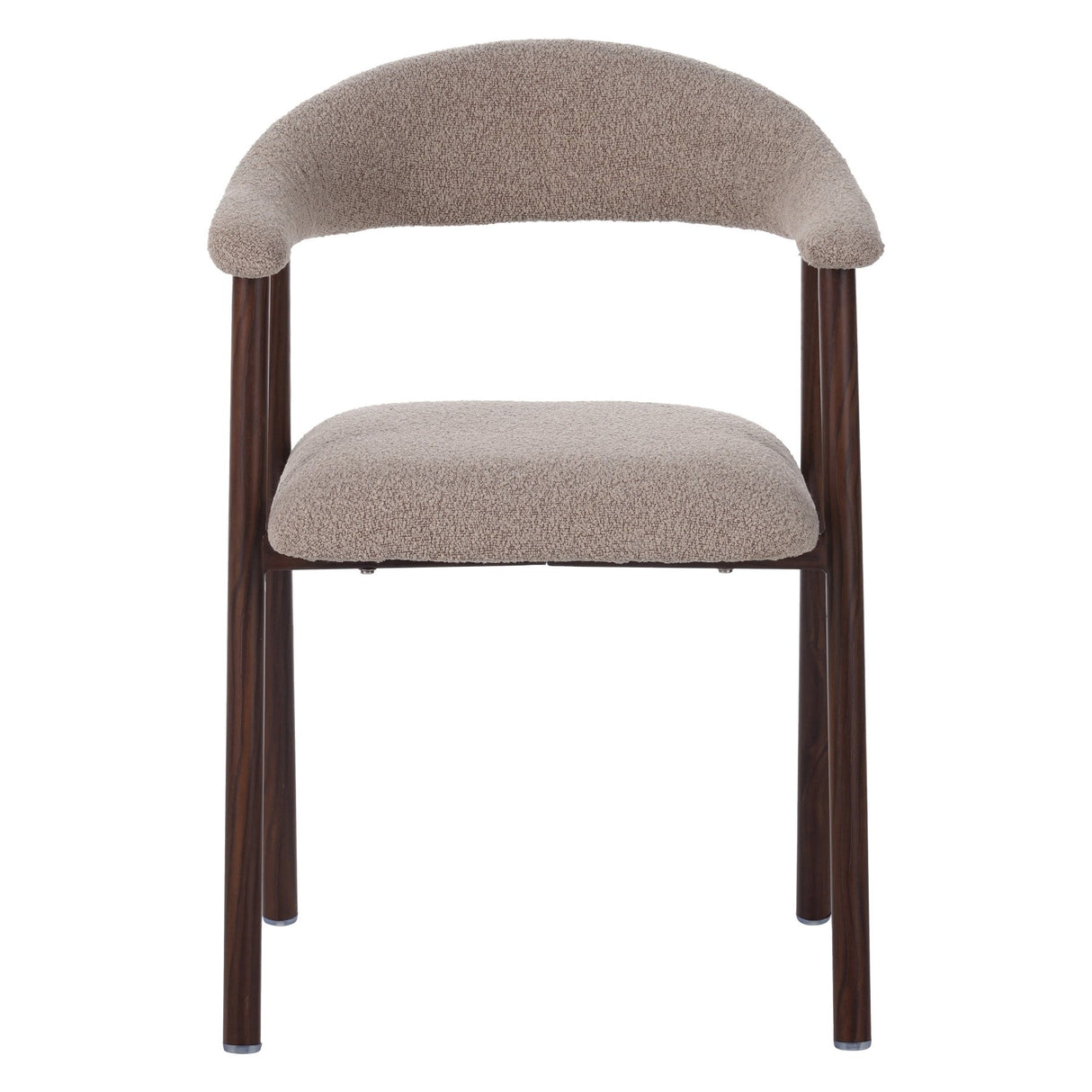Chaise de salle à manger Japandi couleur sable Bouclé Suki - Cadre en noyer - Avec accoudoir 