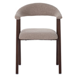 Chaise de salle à manger Japandi couleur sable Bouclé Suki - Cadre en noyer - Avec accoudoir 