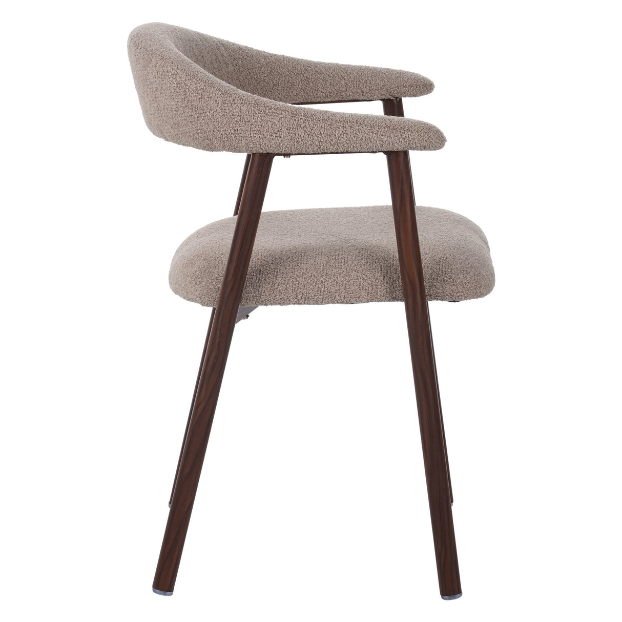 Chaise de salle à manger Japandi couleur sable Bouclé Suki - Cadre en noyer - Avec accoudoir 