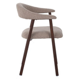 Chaise de salle à manger Japandi couleur sable Bouclé Suki - Cadre en noyer - Avec accoudoir 