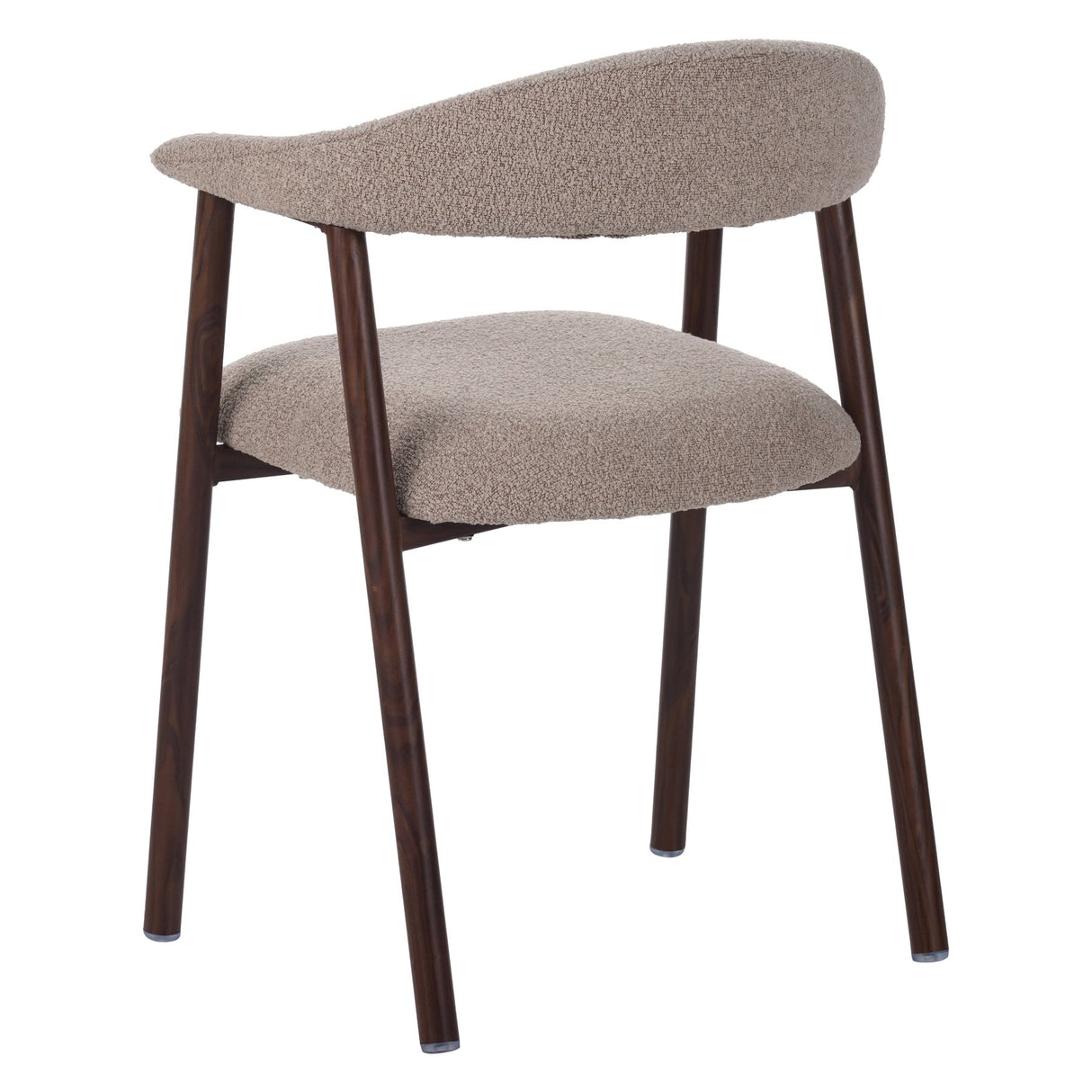 Chaise de salle à manger Japandi couleur sable Bouclé Suki - Cadre en noyer - Avec accoudoir 