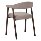 Chaise de salle à manger Japandi couleur sable Bouclé Suki - Cadre en noyer - Avec accoudoir 
