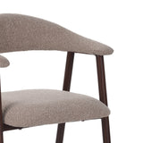 Chaise de salle à manger Japandi couleur sable Bouclé Suki - Cadre en noyer - Avec accoudoir 