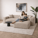 Hoekbank beige chenille Wayne 264 cm - hoek links en rechts monteerbaar