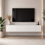 TV Meubels - Zwevend TV Meubel Wit Melamine - 150x30 cm - West - Dimehouse