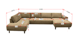 Moderne U-Bank Hoekbank Links Taupe Stof Aniko 310x197x78 cm