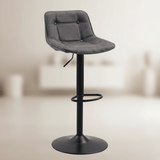 Ensemble de 2 Tabourets de Bar Industriels Rotatifs Anthracite en Tissu Microfibre Keston - Réglable 