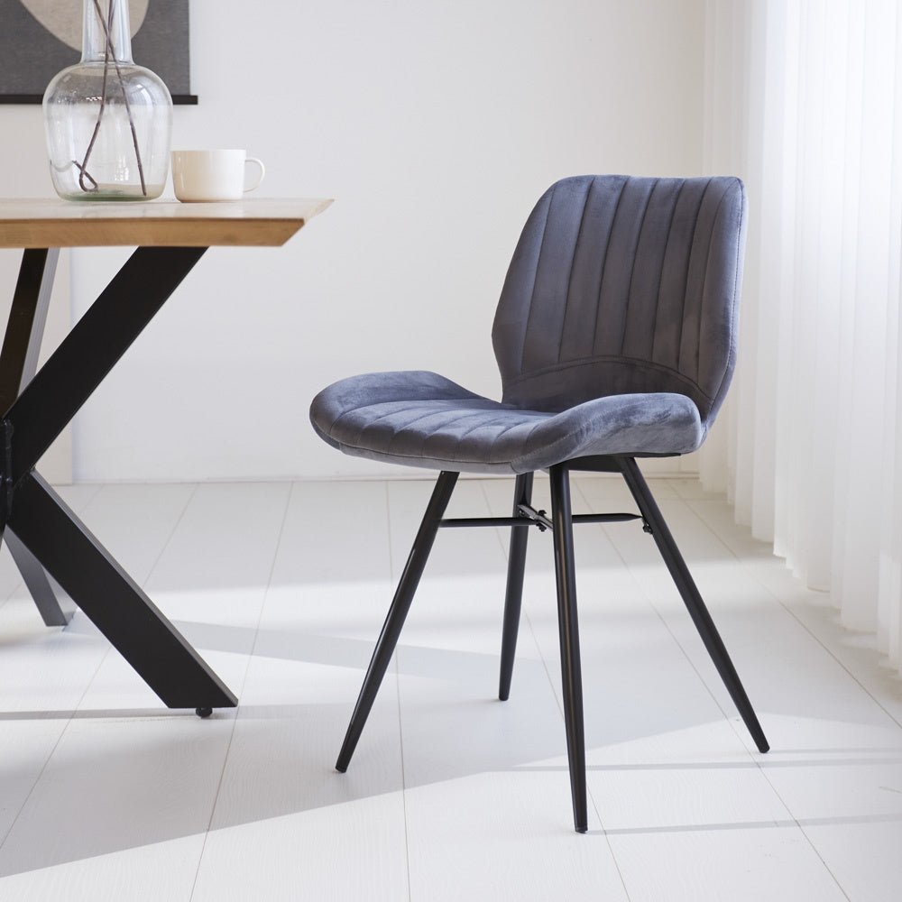 Set De 4 Chaises De Salle à Manger Velours Anthracite – ML DESIGN