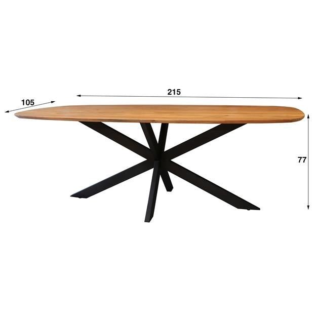 Table à manger Laurie DH Intérieur Acacia LxlxH 221x111x19 Bois d'acacia Blanc indication de la taille de la photo