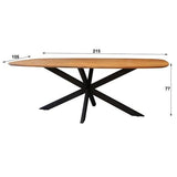 Table à manger Laurie DH Intérieur Acacia LxlxH 221x111x19 Bois d'acacia Blanc indication de la taille de la photo