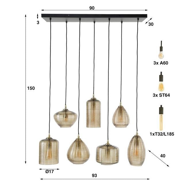 Lampe suspendue Faye DH Intérieur Verre couleur ambre Verre couleur ambre Blanc indication de la taille de la photo