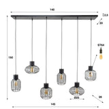 Lampe suspendue Luise DH Intérieur Charbon LxlxH 143x28x24 Métal Blanc indication de la taille de la photo