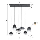 Hanglamp Larissa DH Interior Zwart LxBxH 95x40x37 Metaal Witfoto maatindicatie