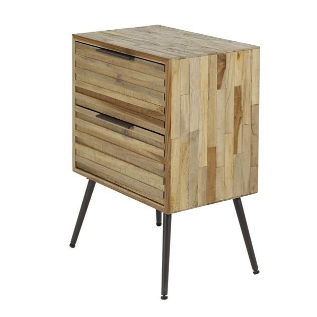 Table de chevet Sven DH Intérieur Patiné LxlxH 64x49x34 Teck Blanc photo vue de face diagonale