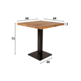Table à manger Table de bistro Carrée Dimehouse Marron LxlxH 66x66x7 Bois de manguier Indication de la taille de la photo blanche
