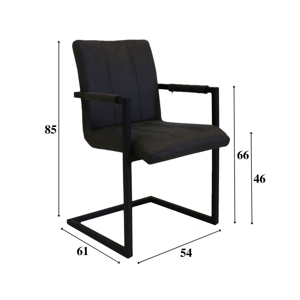 Eetkamerstoel Jackson Dimehouse Antraciet LxBxH 71x58x54 Stof Witfoto maatindicatie